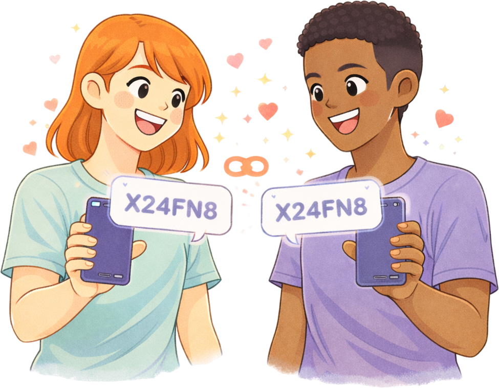 Illustration d'un couple qui partage un code pour se connecter.